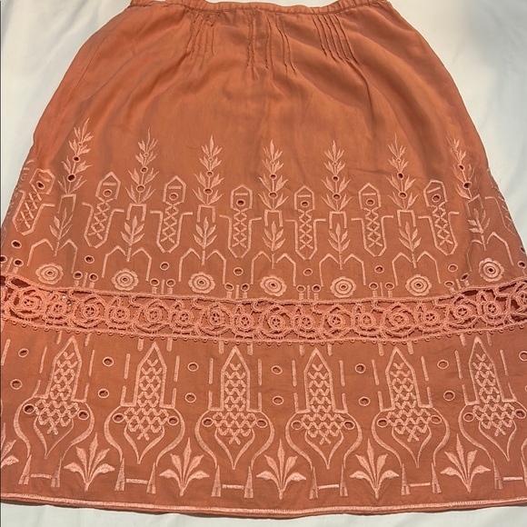J. Jill Dresses & Skirts - J. Jill Orange Embroidered Embellished A-Line Midi Linen Skirt M